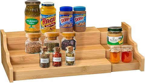 Expandable 3-Tier Step Spice Rack Cabinet Organizer - trending gadget from YouTube