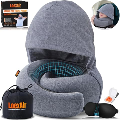 Hooded Pro Travel Memory Foam Neck Pillow with Blackout Privacy Hood - trending gadget from YouTube