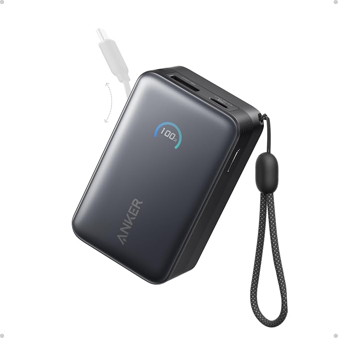 Anker Nano Power Bank 10,000mAh with Built-in USB-C Cable (30W)