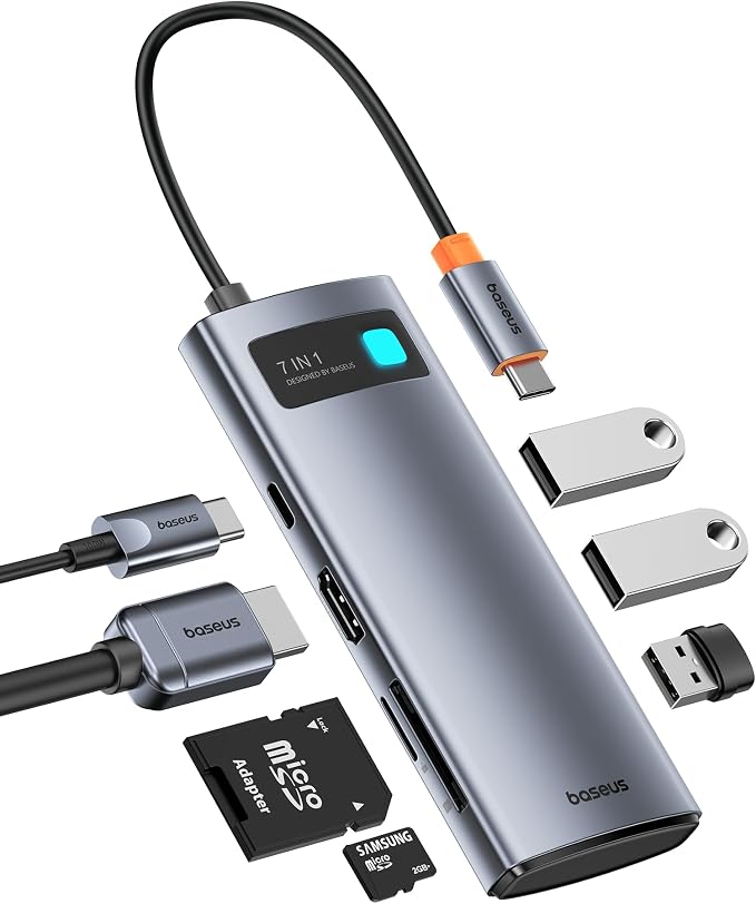 Baseus 7-in-1 USB-C Hub Adapter (4K 60Hz HDMI, 100W PD)